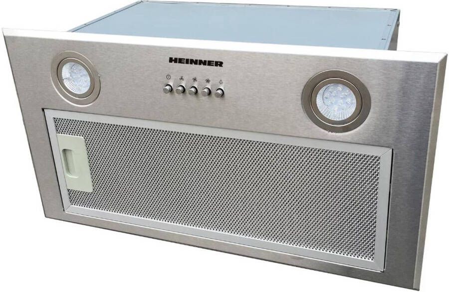 Heinner HBIH-MD600IX Inbouw Afzuigkap 60 cm – 610 m³ h – Aluminium vetfilter – LED verlichting – 3 Standen – 5 jaar garantie – Zilver