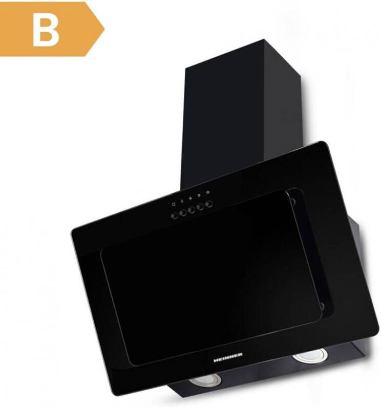 Heinner HDCH-F3560RGBK Schuine Afzuigkap 60 cm – 364.9 m³ u – 3 Standen – Recirculatie – Aluminium Vetfilter – LED-Verlichting – 5 Jaar Garantie – Zwart Glas