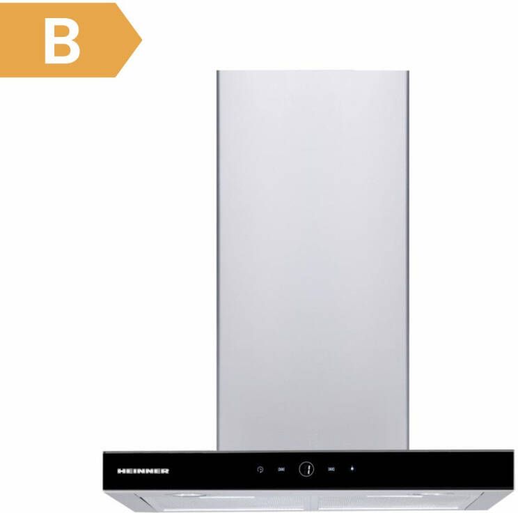 Heinner HDCH-F4560TIX – Wandschouw Afzuigkap – 60 cm – Touchbediening – 488 04 m³ u – 3 Standen – LED-Verlichting – Zilver Zwart Glas