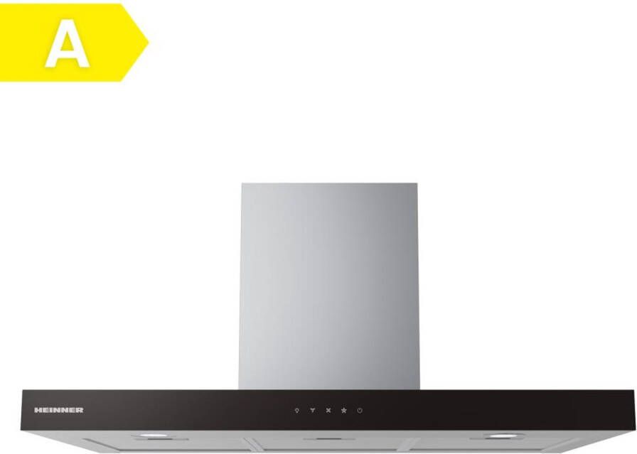 Heinner HDCH-MD90TIX Wandschouw Afzuigkap – 90 cm – 800 m³ u – 4 Snelheden – LED Verlichting – Aluminium Vetfilter – Touch Control 5 Jaar Garantie – Zwart Glas
