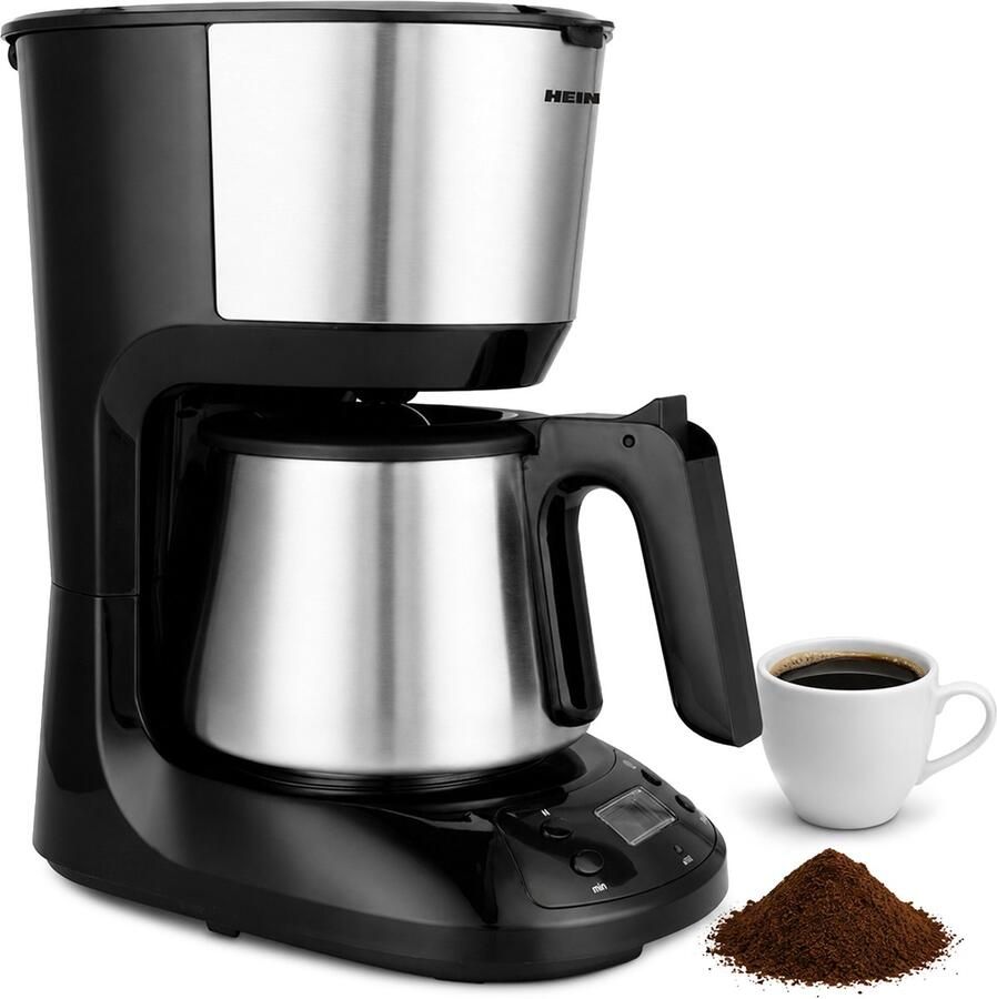 Heinner Armoure Filter Koffiezetapparaat met Timer – 1 25 L – 750W – LCD-display – Programmeerbaar – Druppelstop – Warmhoudfunctie – Automatische Uitschakeling – Zwart