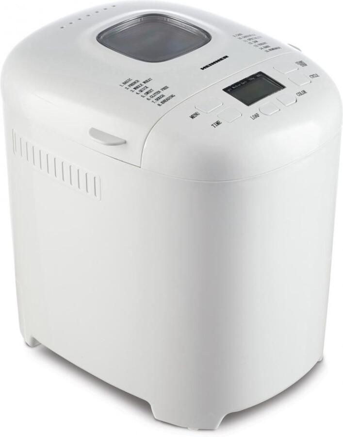 Heinner Broodbakmachine – 550 W – 700–900 g – 15 Programma s – LCD-display – 3 Bruiningsstanden – 13 Uurs Timer – Warmhoudfunctie – Uitneembare Anti-aanbakbakvorm – Wit