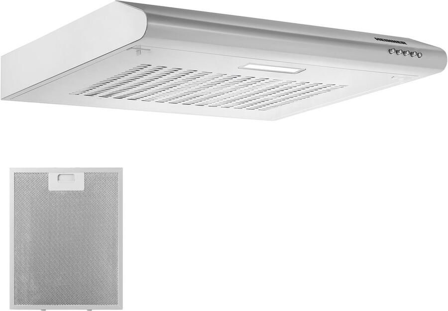 Heinner CH-201WH Onderbouw Afzuigkap 60 cm – 3 Standen – 209 7 m³ u – 1x 85 W Motor – 1x 2 W LED-Verlichting – 1 Aluminium Vetfilter – 5 Jaar Garantie – Wit