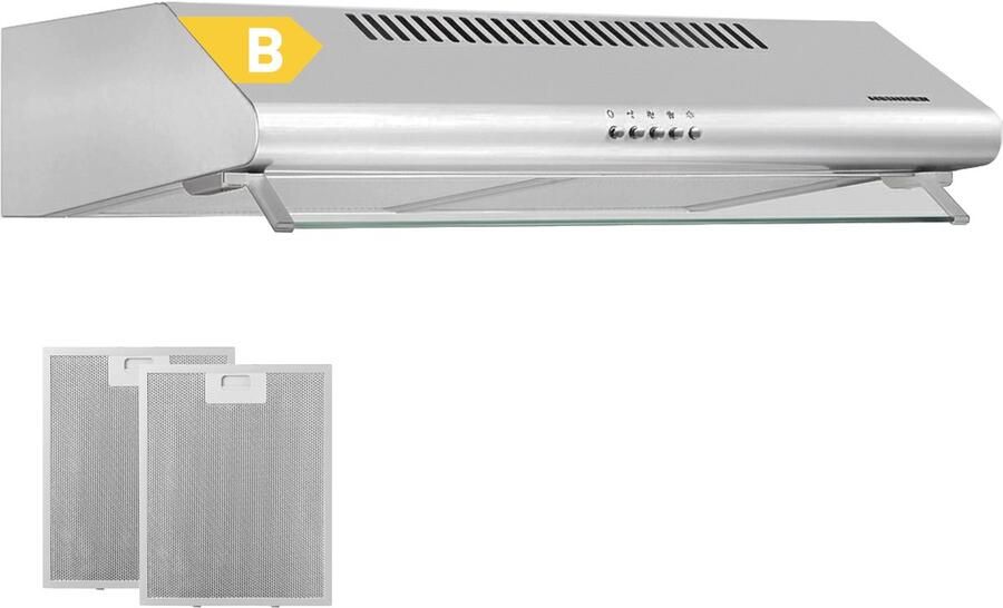 Heinner CH-400 Onderbouw Afzuigkap 60 cm – 326.4 m³ u – 3 Standen – 2x 60 W Motor – 1x 2 W LED-Verlichting – 2 Aluminium Vetfilters – 5 Jaar Garantie – Zwart