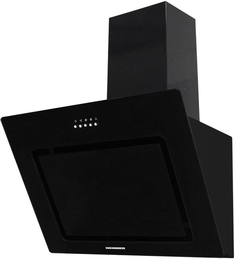 Heinner DCH-650RGBK Schuine Afzuigkap 60 cm – 586 m³ u – 3 Standen – Energieklasse A – 190 W Motor – 2× 2 W LED Verlichting – Zwart Glas – 5 Jaar Garantie