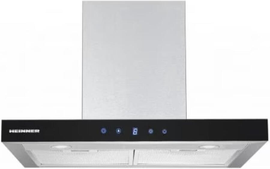 Heinner DCH-650TIX Wandschouw Afzuigkap 60 cm – 595 8 m³ u – 3 Standen – Touchbediening – Timer – 190 W Motor – 2 LED-verlichting – RVS Zwart Glas – 5 Jaar Garantie - Foto 4