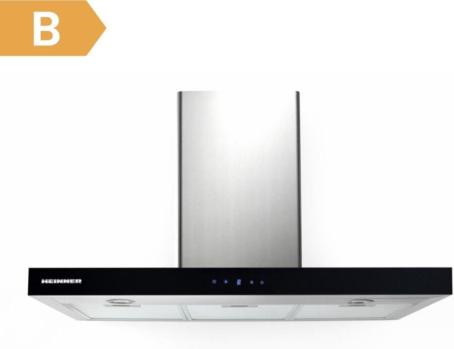 Heinner DCH-650TIX Wandschouw Afzuigkap 60 cm – 595 8 m³ u – 3 Standen – Touchbediening – Timer – 190 W Motor – 2 LED-verlichting – RVS Zwart Glas – 5 Jaar Garantie - Foto 2