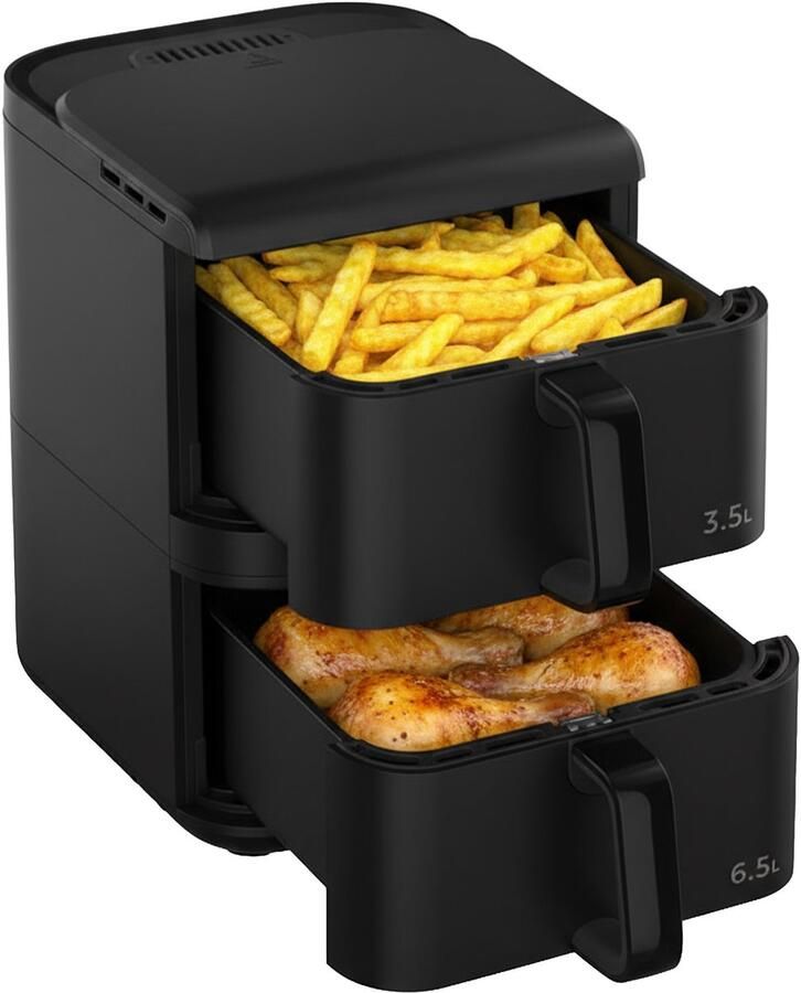 Heinner Dubbele Air Fryer 10 L – Heteluchtfriteuse 2 Manden – 10 Programma s – Smart & Dual Cooking – 2500 W – Digitale Bediening – Zwart - Foto 2