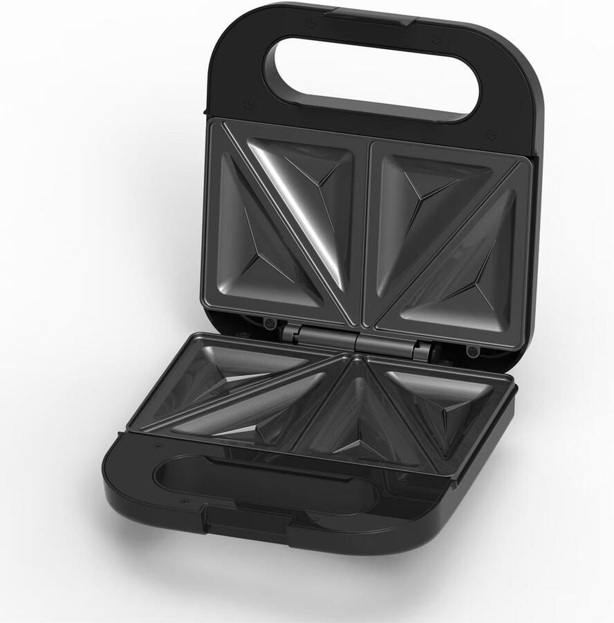 Heinner Elektrische Sandwichmaker en Tosti-ijzer – 750 W – Voor 2 Sandwiches – Antiaanbakplaten – Koelblijvende Handgreep – Indicatielampjes – Veiligheidssluiting – RVS Paneel – Zwart