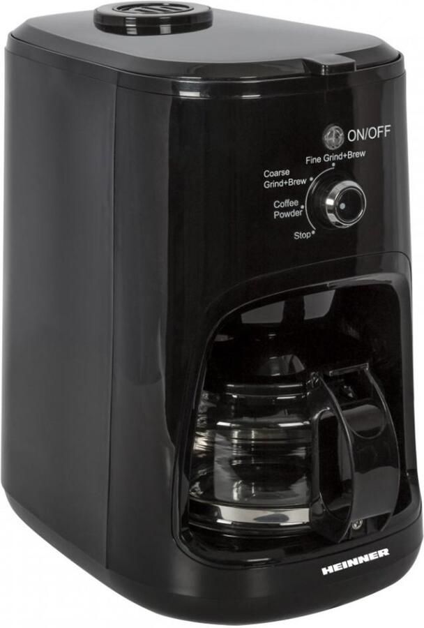 Heinner Grind Control Koffiezetapparaat met Koffiemolen – 900 W – 0 6 L – Maalcapaciteit 36 g – Instelbare Maalgraad Fijn Grof – Uitneembare & Wasbare Filter – Zwart