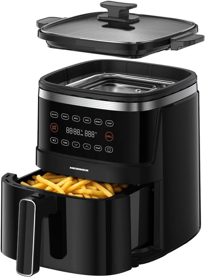 Heinner HAFG-B5BK2600 Airfryer 5L – 2600W Heteluchtfriteuse – Olievrij Frituren – Digitale Touchbediening – 6 Voorgeprogrammeerde Programma s – Gezond & Vetarm Koken