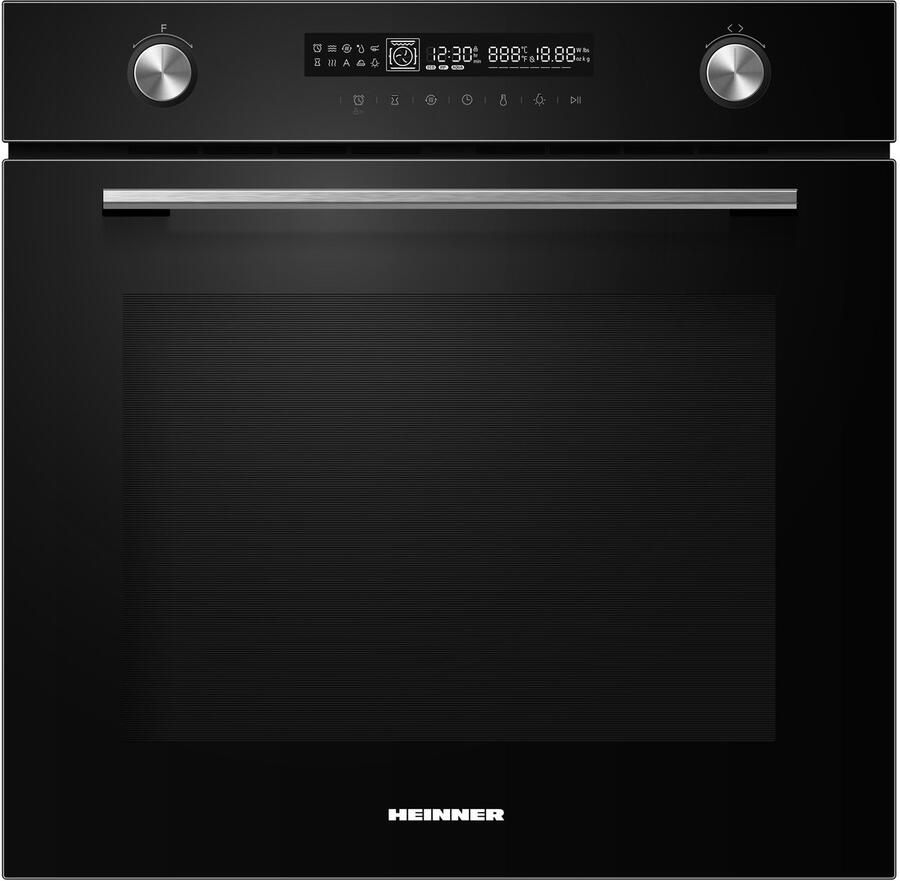 Heinner HBO-M7212GCDRP-GBK Inbouw Oven 60 cm – 72 L – Energieklasse A+ – Grill – Hetelucht – Fermentatie – Touchdisplay – Pyrolytische Zelfreiniging – Zwart Glas – 5 Jaar Garantie
