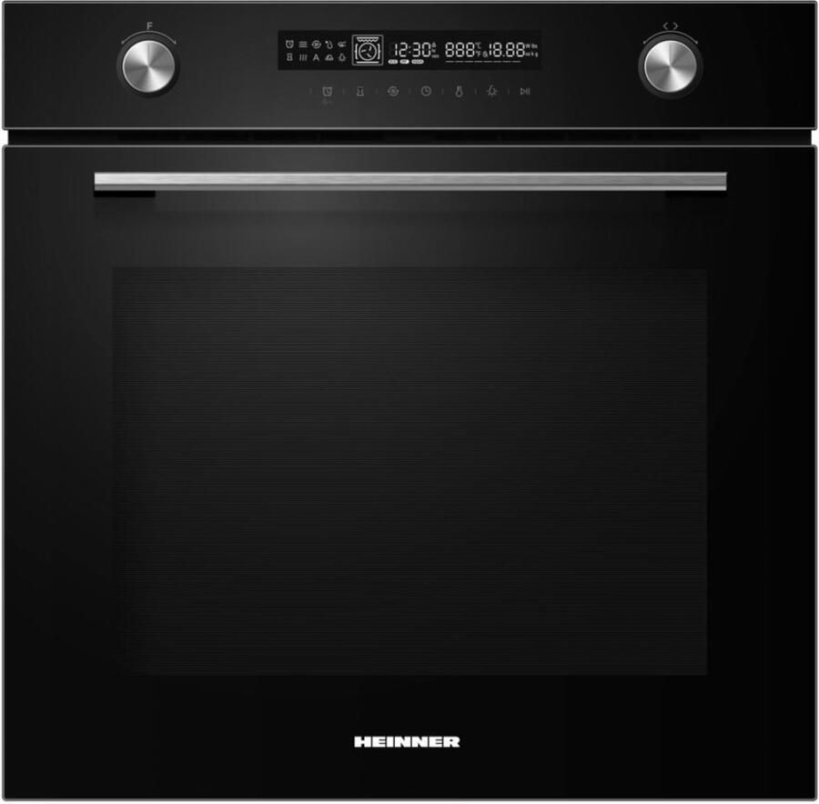 Heinner HBO-M7212GCDRP-GBK Inbouw Oven 60 cm – 72 L – Energieklasse A+ – Grill – Hetelucht – Fermentatie – Touchdisplay – Pyrolytische Zelfreiniging – Zwart Glas – 5 Jaar Garantie