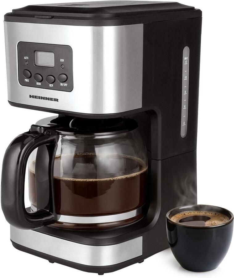 Heinner HCM-D915 Digitaal Filterkoffiezetapparaat – 900 W – Inhoud 1 5 L – LCD-display – Programmeerbare 24-uurs Timer – Warmhoudplaat – Druppelstop – Automatische Uitschakeling – Zwart RVS