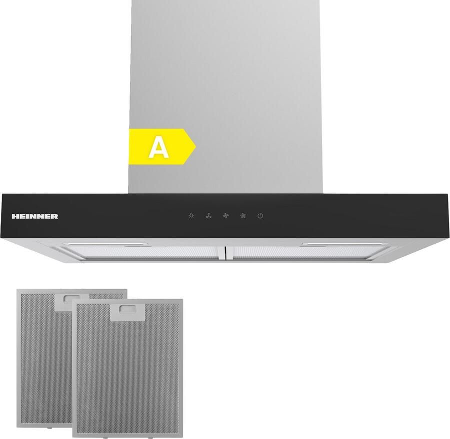 Heinner HDCH-MD60TIX – Wandschouw Afzuigkap – 60 cm – 800 m³ u – 4 Snelheden – LED-verlichting – Bewegingssensor – Touchbediening – Aluminium Vetfilter – 5 Jaar Garantie –Zilver Zwart - Foto 1