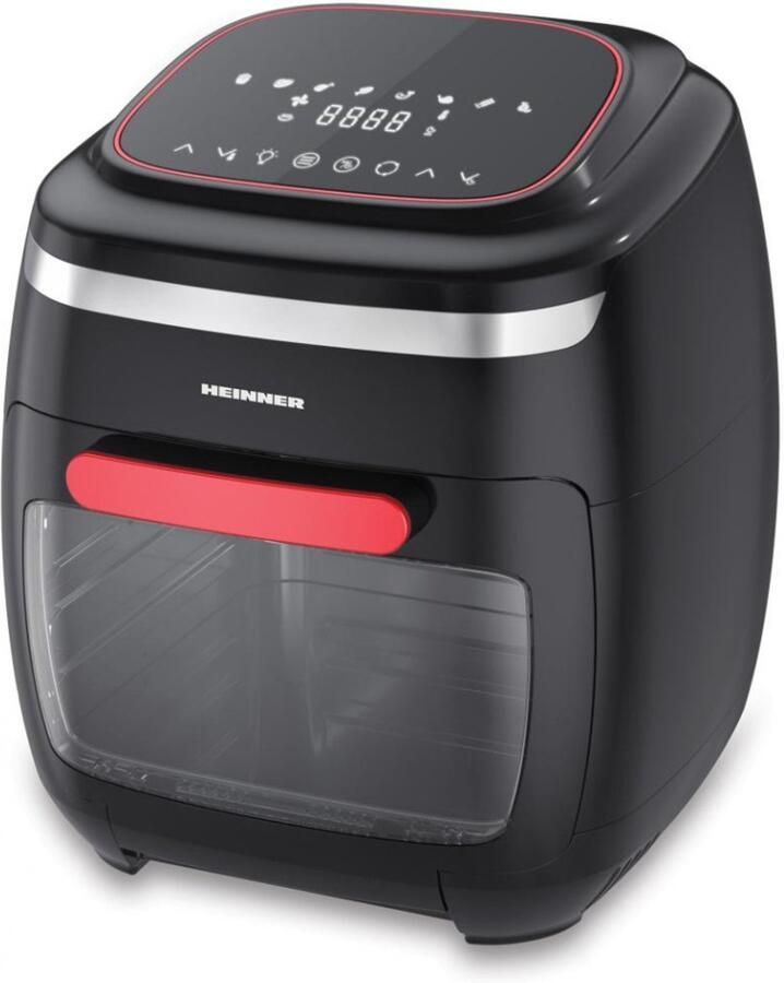 Heinner Heteluchtfriteuse – 2000W – 11L Ovencapaciteit – 4 5L Mand – Ovenfunctie – Touchbediening – 8 Programma s – Timer 4u – Rotisserie – Zwart Rood
