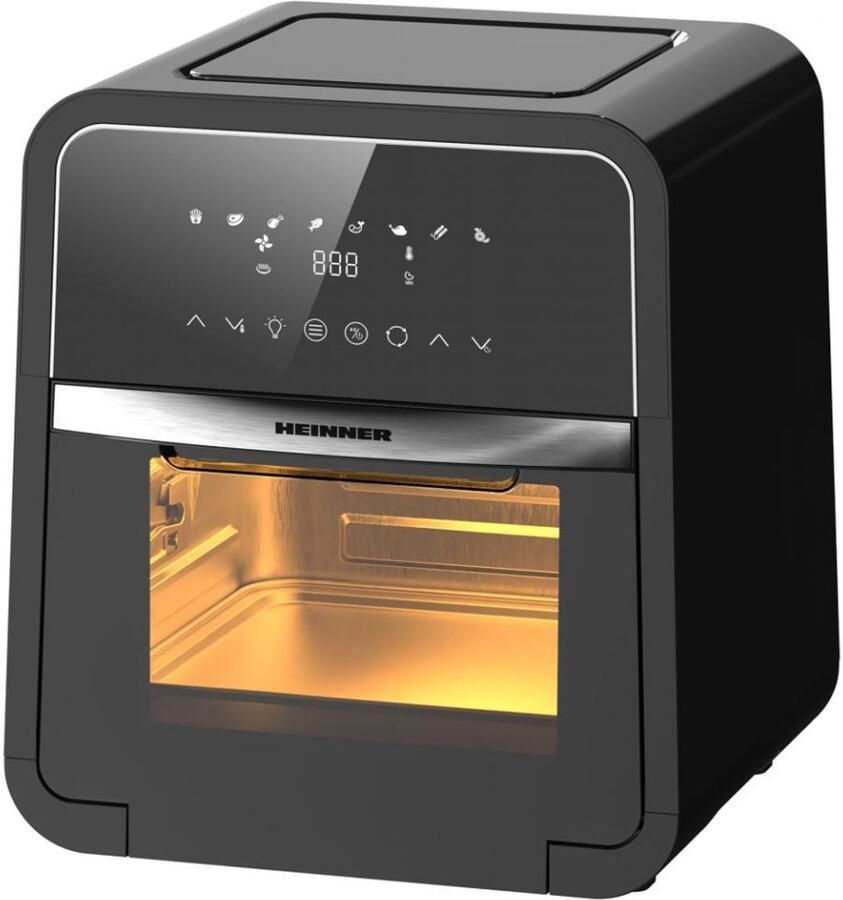 Heinner Heteluchtfriteuse – 2000W – 12L Capaciteit – Ovenfunctie – Digitaal Touchdisplay – Timer 60 min – Dehydrateren 24u – 8 Programma s – Rotisserie – Zwart