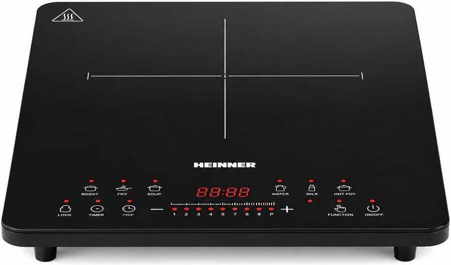 Heinner HFSHI-M1Z8SMTC Vrijstaande Inductiekookplaat – 1 Kookzone – 2100 W – 9 Vermogensstanden – Touchbediening – Automatische Uitschakeling – Panherkenning – Restwarmte-indicator – Kinderslot – Zwart