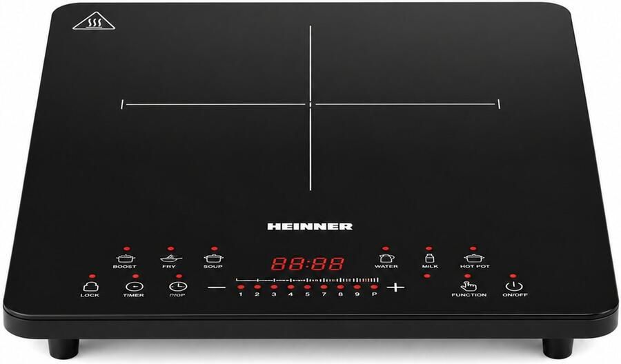 Heinner HFSHI-M1Z8SMTC Vrijstaande Inductiekookplaat – 1 Kookzone – 2100 W – 9 Vermogensstanden – Touchbediening – Automatische Uitschakeling – Panherkenning – Restwarmte-indicator – Kinderslot – Zwart
