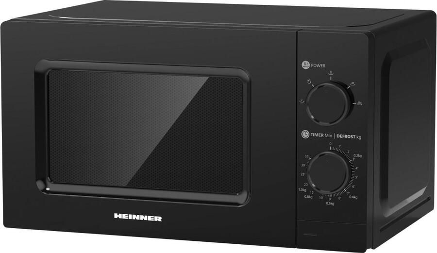 Heinner Vrijstaande Magnetron 20 L – 700 W – 5 Vermogensstanden – Mechanische Bediening – Timer – Ontdooifunctie – Zwart - Foto 2