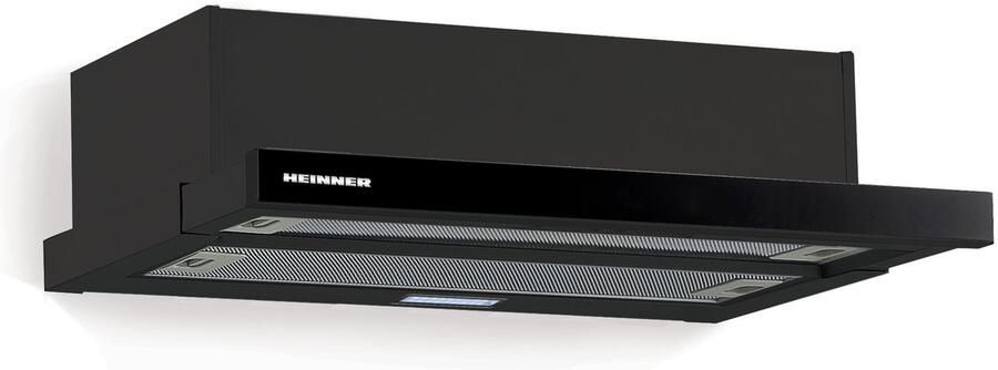 Heinner HTCH-490GBK Inbouw Afzuigkap – Telescopisch – 90 cm – 413.5 m³ u – 2 Standen – LED-Verlichting – 5 Jaar Garantie – Zwart Glas
