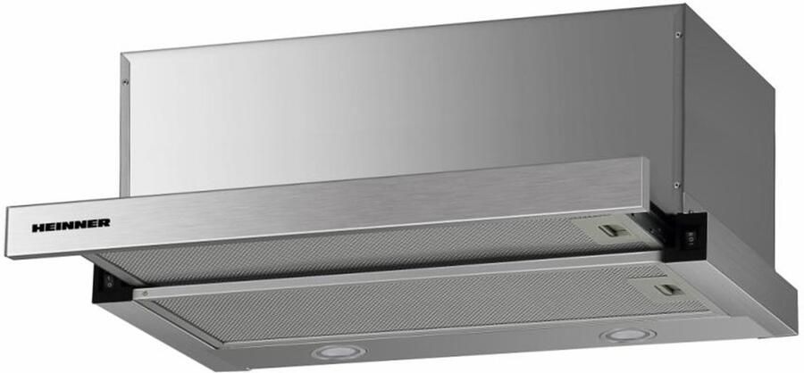 Heinner HTCH-F660IX – Onderbouw Afzuigkap – Telescopisch – 60 cm – 611 7 m³ u – 2 standen – LED-verlichting – Aluminium Vetfilter – 5 Jaar Garantie – Zilver