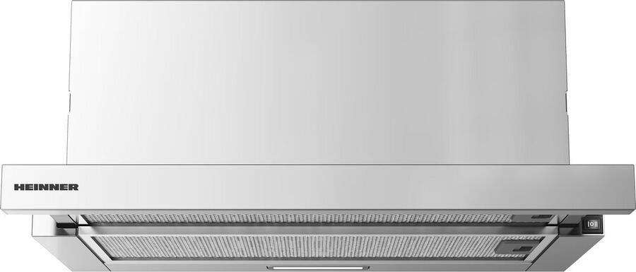 Heinner HTCH-MD400IX Telescopisch Inbouw Afzuigkap 60 cm – 400 m³ u – 2 Snelheden – 1×1 5W LED-verlichting – 1×45W Motor – 5 Jaar Garantie – Zilver - Foto 2