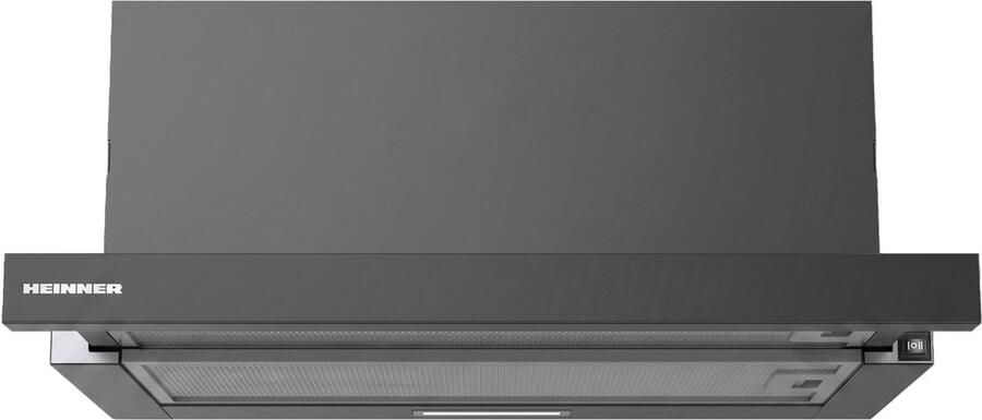 Heinner HTCH-MD600GBK Inbouw Afzuigkap 60 cm – 630 m³ h – 1 Aluminium Vetfilter – 1x 1.5 W LED-Verlichting – 3 Standen – 1x 215 W Motor – 5 Jaar Garantie – Zwart Glas