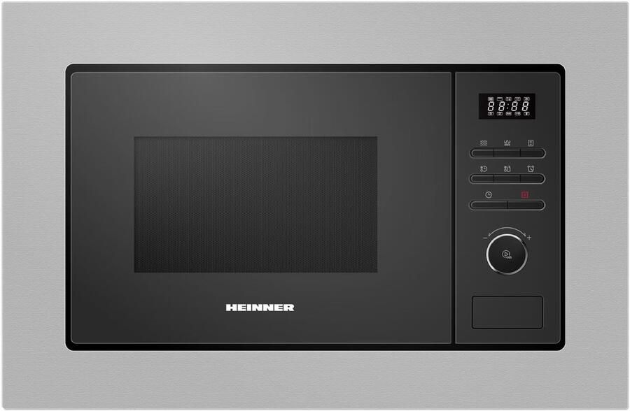 Heinner HMW-MD20BISS Inbouw Combimagnetron met Grillfunctie 20L – 800W – 5 Vermogensstanden – LED Display – Ontdooifunctie – Timer – Kinderslot – 5 Jaar Garantie – Zilver Zwart
