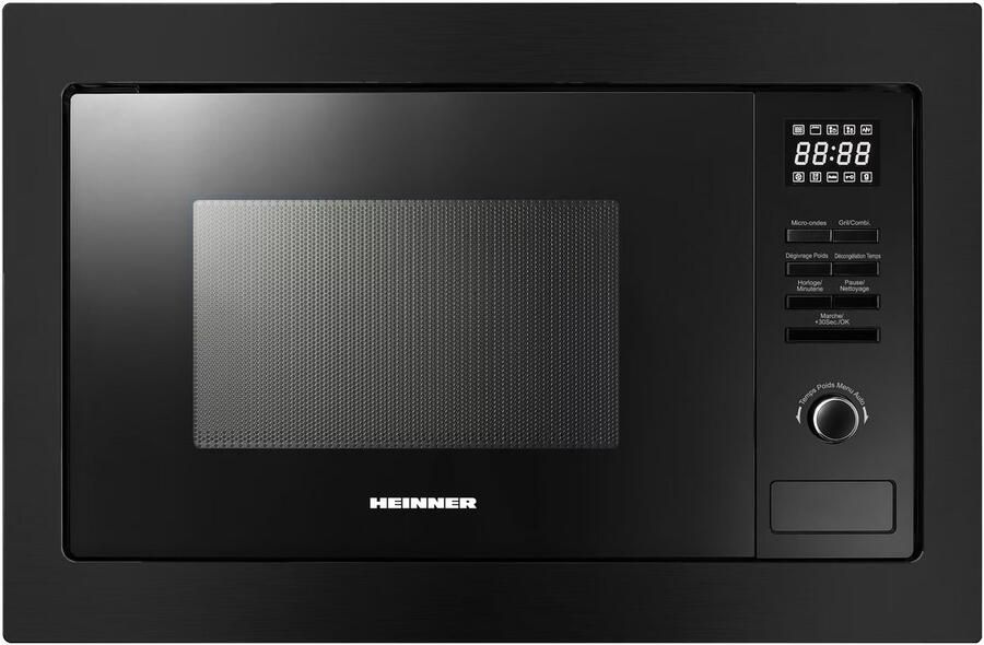 Heinner Inbouw Magnetron – 25 L – 900 W – 1000 W Grill – 5 Vermogensniveaus – Ontdooifunctie – 95 Min Maximale Kooktijd – Digitale Bediening – Zwart