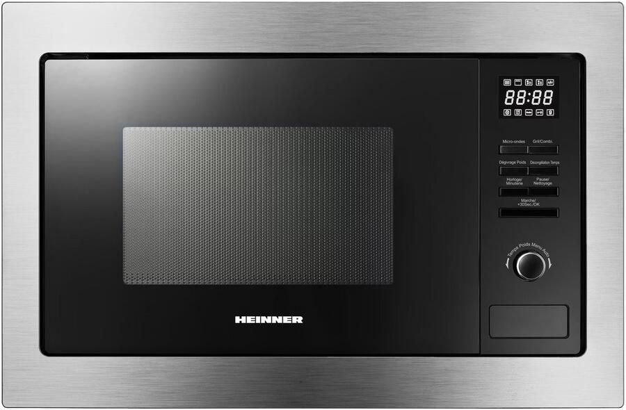 Heinner Inbouw Magnetron – 25 L – 900 W – 1000 W Grill – 5 Vermogensniveaus – Ontdooifunctie – 95 Min Maximale Kooktijd – Digitale Bediening – Zwart Zilver
