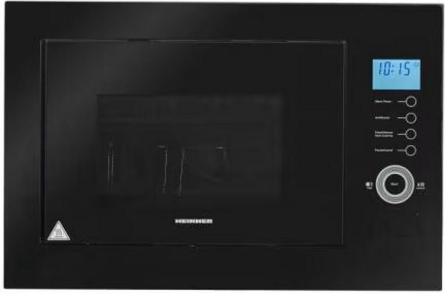 Heinner Inbouw Magnetron 25 L – 900 W – Grill 1000 W – 5 Vermogensstanden – 8 Automatische Programma s – Touchbediening – 60 min Timer – Zwart Glas