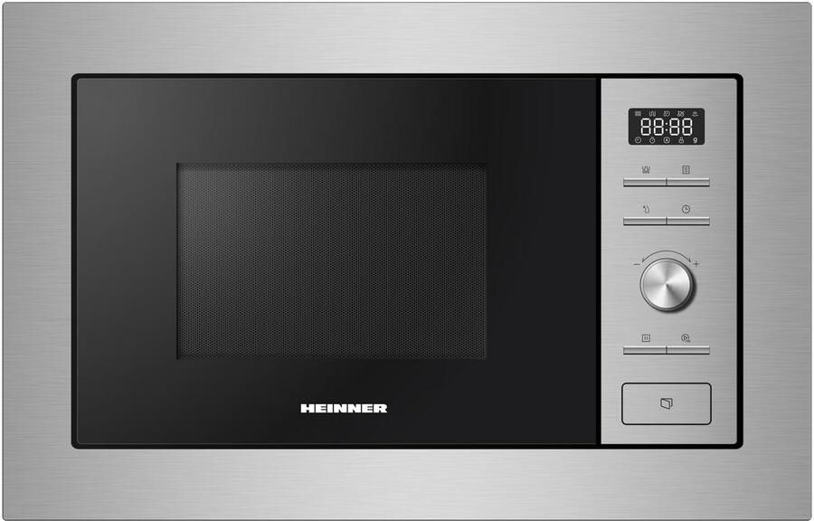 Heinner Inbouw Magnetron – 28 L – 900 W – 1000 W Grill – 5 Vermogensniveaus – Ontdooifunctie – 21 Automatische Programma s – Digitale Bediening – Zilver