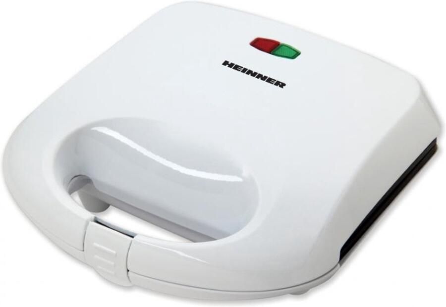Heinner Sandwichmaker – 750 W – 2 Sandwiches – Antiaanbakplaten – Power- en Ready-indicatielampjes – Automatische Temperatuurregeling – Vergrendelbare Handgreep – Wit