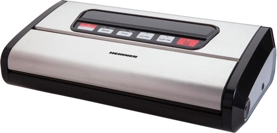 Heinner Vacumeermachine – 165 W – Dubbele Pomp – 16 L min – Vacuümdruk -0 85 Bar – Dubbele Sealnaad – Droog & Vochtig – Pulse – Touchbediening – Zakken tot 32 cm – Zwart RVS