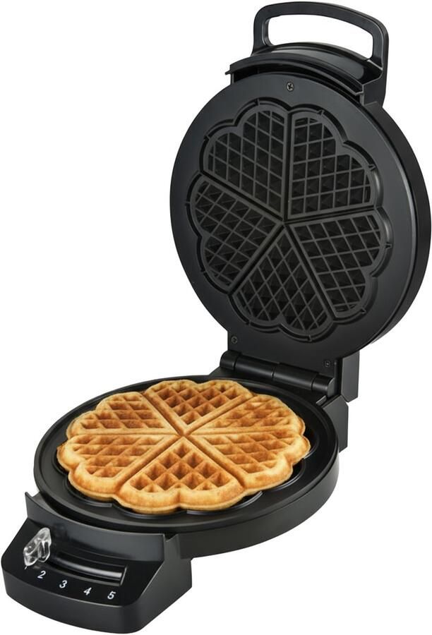 Heinner Wafelijzer – Instelbare Temperatuur – 1200W – Indicatie Lampje – Anti-aanbaklaag – 19 x 16 2 cm – Zwart