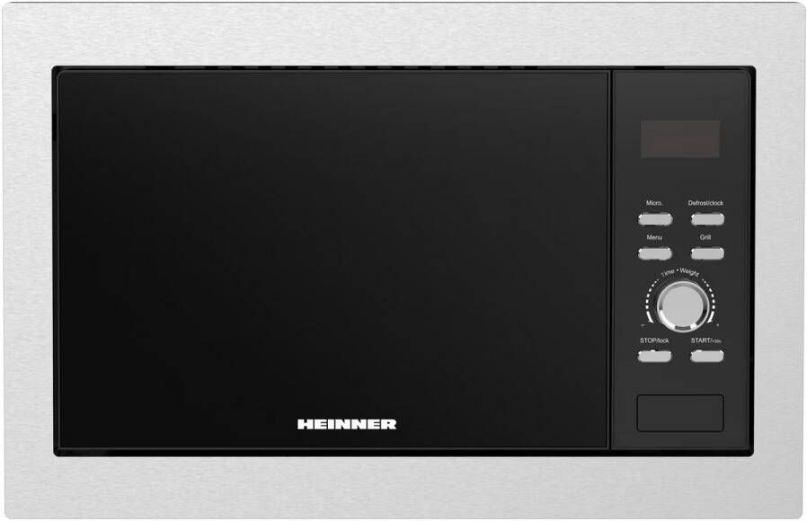 Heinner HMW-BI2360SS Inbouw Combimagnetron – 23L – 800W – 5 Vermogensstanden – LED Display – Timer – Kinderslot – 5 Jaar Garantie – Zilver Zwart