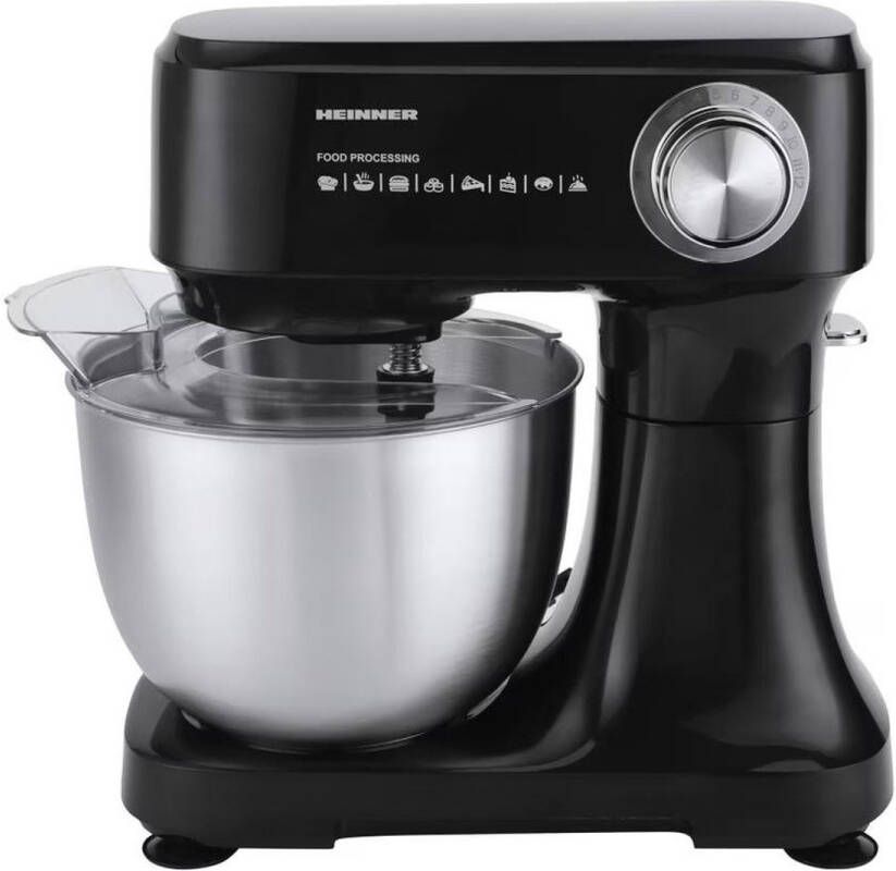 Heinner Keukenmachine 600W – 3 5L RVS Mengkom – 12 Snelheden – Pulse-functie – Planetaire Mixer – Zwart – Inclusief Klopper Kneedhaak - Foto 2