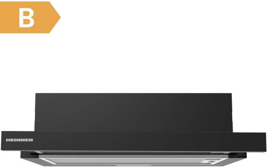 Heinner HTCH-MD400BK Inbouw Afzuigkap 60 cm – 400 m³ u – Telescopisch – 1x 1.5 W LED-Verlichting – 1x 45 W Motor – 2 Aluminium Vetfilters – 5 Jaar Garantie – Zwart