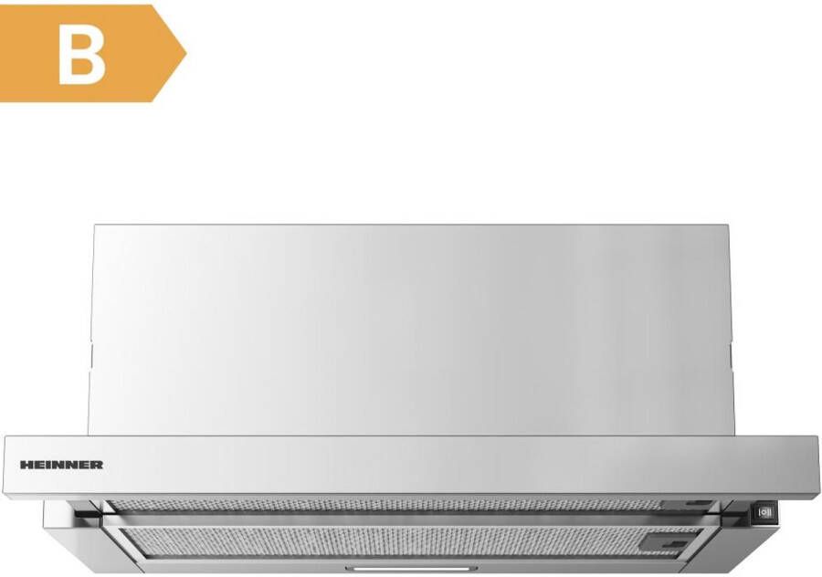 Heinner Inbouw Afzuigkap – 60 cm – Telescopische – 2 Standen – 400 m³ u – LED-verlichting – Aluminium Vetfilter – Energieklasse B – Zilver