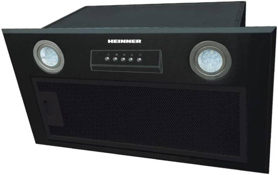 Heinner HBIH-MD600BK – Inbouw Afzuigkap – 610 m³ h – Aluminium vetfilter – LED verlichting – 3 standen – 5 jaar garantie – Zwart