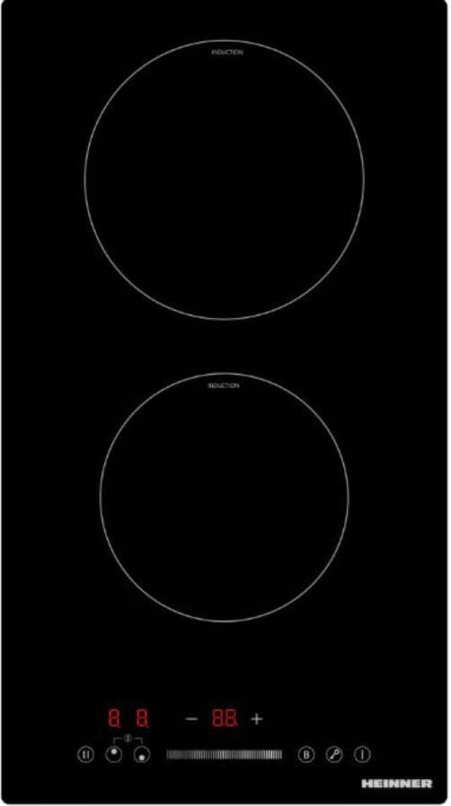 Heinner Inbouw Inductiekookplaat – 2 kookzones – Touch slide bediening – Automatische uitschakeling – Timer – Kinderslot –5 Jaar Garantie – Zwart glas