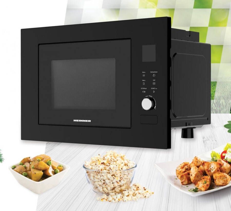Heinner HMW-BI2360BK Inbouw Combimagnetron met Grillfunctie 23L – 800W Magnetron – 5 Vermogensstanden – LED Display – Ontdooifunctie – Timer – Kinderslot – 5 Jaar Garantie – Zilver - Foto 3