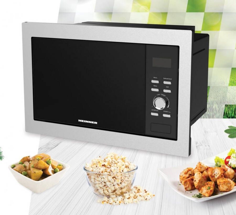 Heinner HMW-BI2360SS Inbouw Combimagnetron – 23L – 800W – 5 Vermogensstanden – LED Display – Timer – Kinderslot – 5 Jaar Garantie – Zilver Zwart - Foto 2