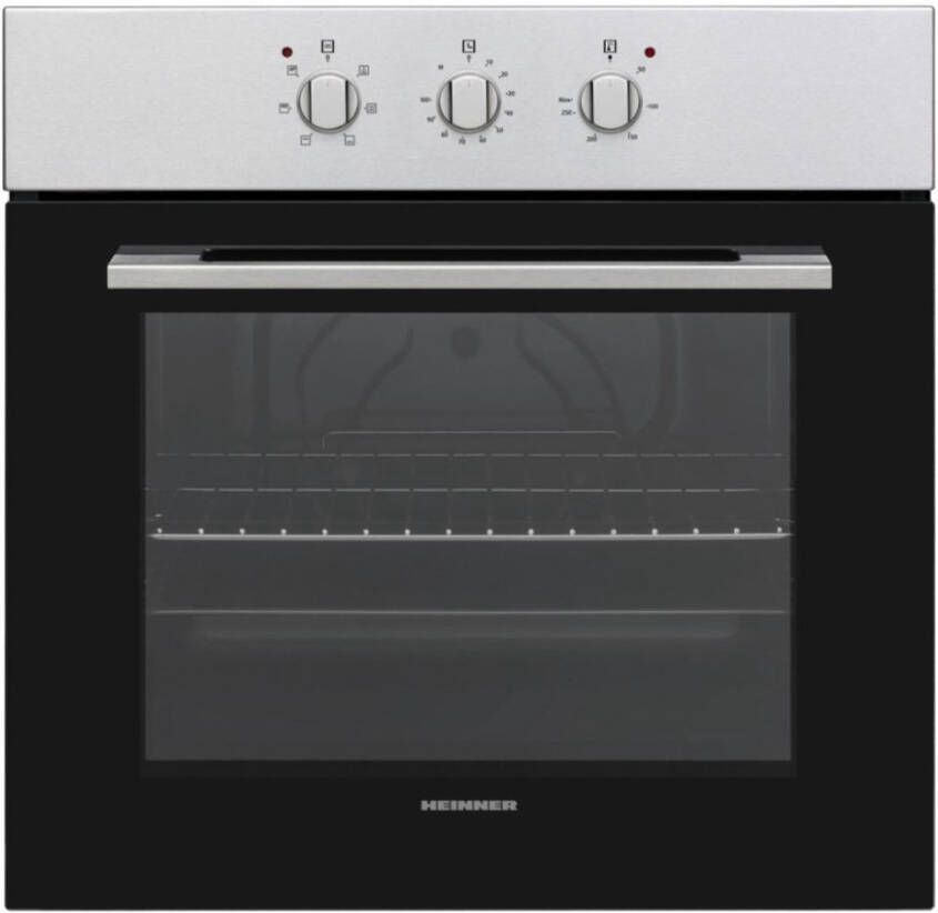 Heinner HBO-V656G-IX – Inbouw Oven – Heteluchtoven met Grill – 72 Liter – Energieklasse A – 5 Functies – Mechanische timer – 5 Jaar Garantie – Zilver
