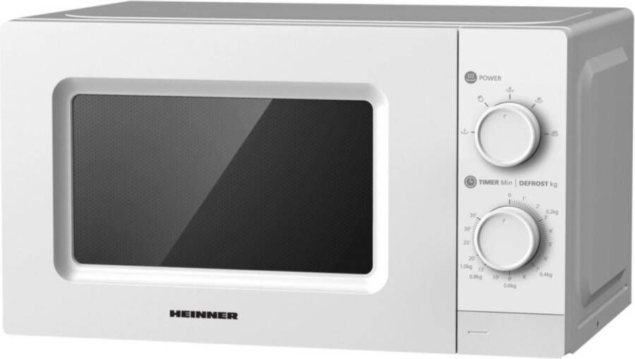 Heinner HMW-MD20MWH Vrijstaande Magnetron 20 L – Mechanische Bediening – 700 W – 6 Vermogensstanden – Timer – Ontdooifunctie – Wit - Foto 2