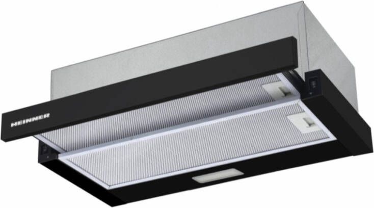 Heinner HTCH-F400BK Inbouw Afzuigkap 60cm Telescopisch 2 Standen 358.4 m³ u LED-verlichting RVS Zwart - Foto 2