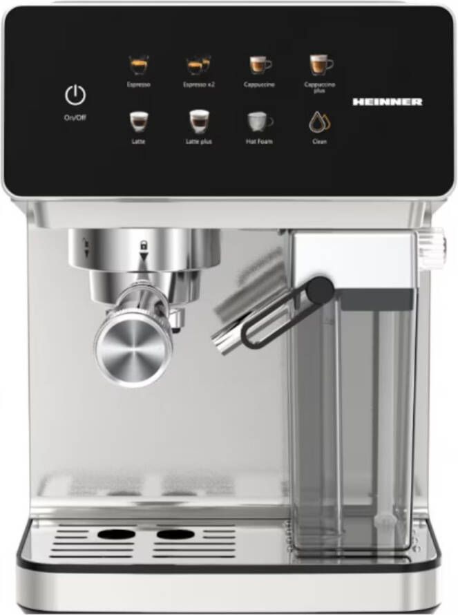Heinner HEM–LK20DMLK – Creamy Blend Espressomachine – 1350 W – Touch Control – Digitaal display – 20 Bar & ULKA-pomp – Watertank 1 6 L en melkreservoir 0 5 L – Zilver Zwart
