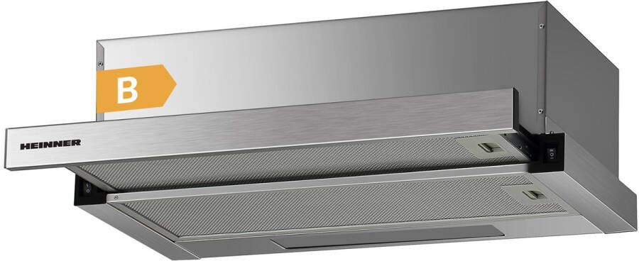 Heinner HTCH-F400IX Telescopisch Inbouw Afzuigkap 60 cm – 358 4 m³ u – 1×2W LED-verlichting – 1×65W Motor – 5 Jaar Garantie – Zilver - Foto 2