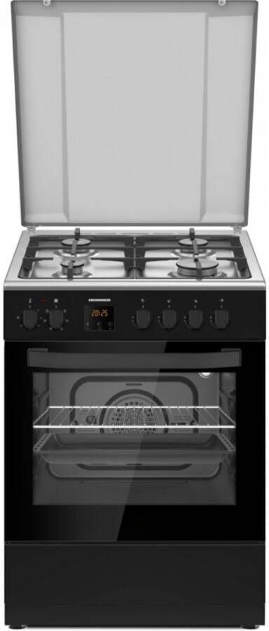 Heinner Vrijstaand Gasfornuis – 60 cm – 4 Kookzones – Elektrische oven met 6 functies & grill – Elektrische Ontsteking – Digital Timer – 5 Jaar Garantie – Zwart - Foto 2